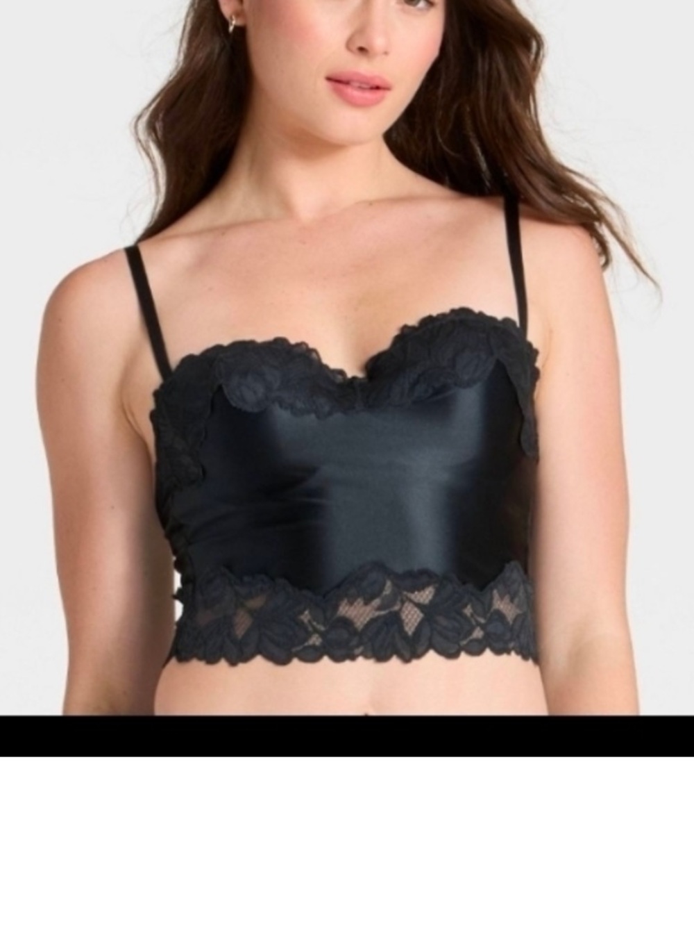 Black Lace Satin Cami Bra new with tags size XL